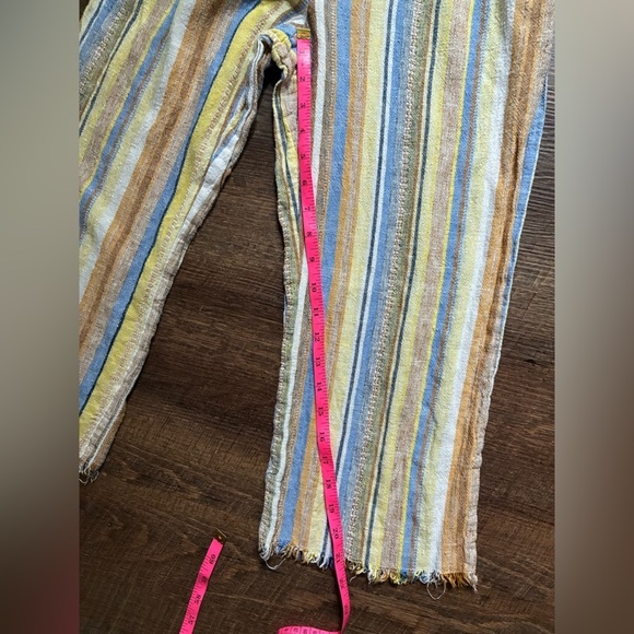 DREW striped linen rayon jumpsuit summer vacation Anthropologie sz XS cropped - Picture 6 of 16
